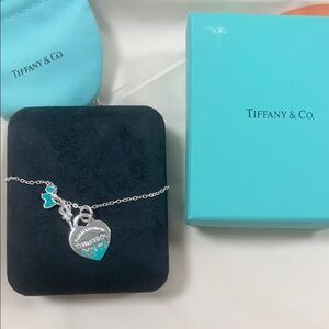 Tiffany & Co. Silver Necklace with Blue Heart Charm